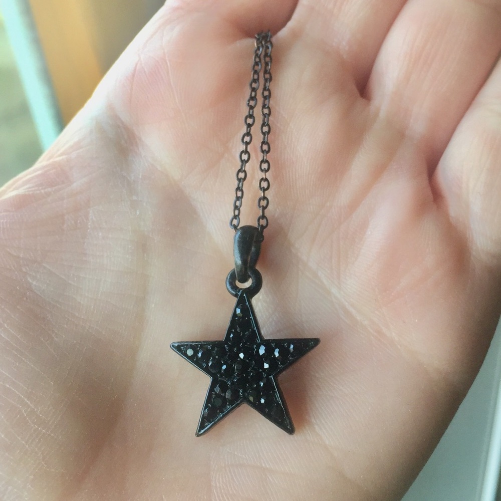 3/$12 Bejeweled Black Star Necklace